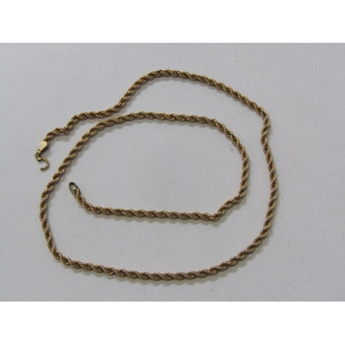 72 - GOLD ROPE NECKLACE, 9ct yellow gold rope necklace, clasp a/f, 18