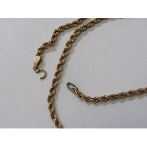 72 - GOLD ROPE NECKLACE, 9ct yellow gold rope necklace, clasp a/f, 18