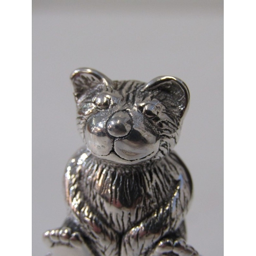 73 - CHILD'S SILVER TEETHER, novelty silver teether in the form of a teddy bear, with mother of pearl han... 