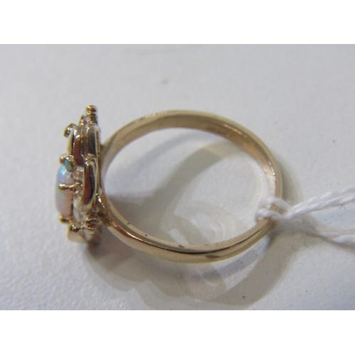 75 - 9ct YELLOW GOLD NOVELTY OVAL RING, in the form of a frog, set an oval opal to body, size O/P