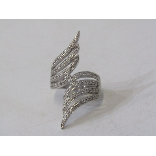 79 - DIAMOND CLUSTER RING, 9ct white gold retro design diamond cluster ring, size N, 7.5 grams