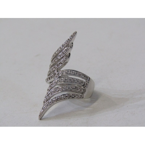 79 - DIAMOND CLUSTER RING, 9ct white gold retro design diamond cluster ring, size N, 7.5 grams