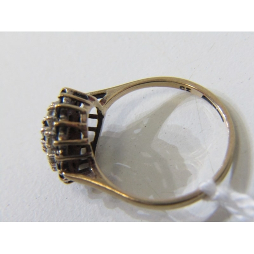 87 - SAPPHIRE CLUSTER RING, 9ct yellow gold ring, set a cluster of sapphires and CZs, size O