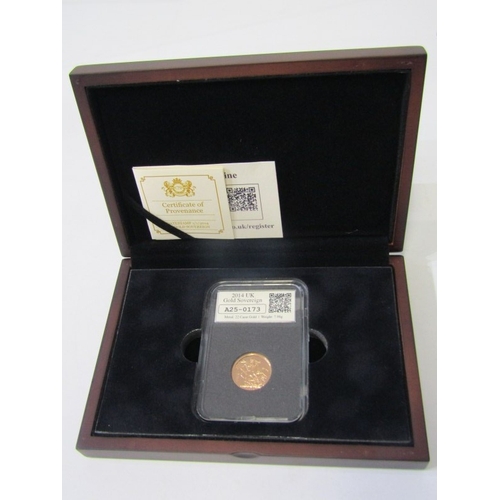 94 - QEII GOLD PROOF SOVEREIGN, QEII 2014 gold proof St George and the Dragon sovereign in display box an... 