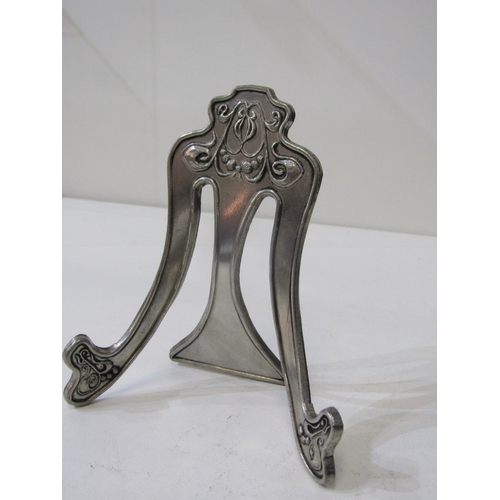 77 - STAMP-PILL BOX, a rectangular pewter lidded box with interior compartment for stamps/pills, together... 