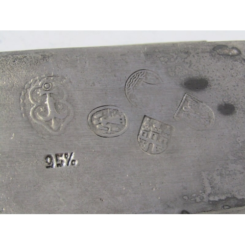 77 - STAMP-PILL BOX, a rectangular pewter lidded box with interior compartment for stamps/pills, together... 