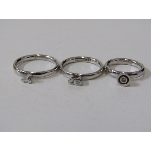 117 - SILVER SOLITAIRE RINGS, 3 silver rings set with solitaire diamonds, various sizes and designs