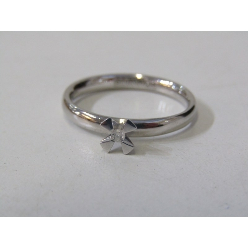 117 - SILVER SOLITAIRE RINGS, 3 silver rings set with solitaire diamonds, various sizes and designs