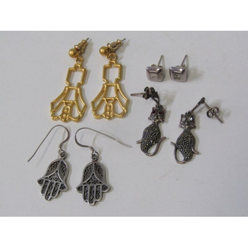 118 - VARIOUS EARRINGS, 4 pairs of earrings including a pair of gilded Art Deco flapper style earrings, a ... 