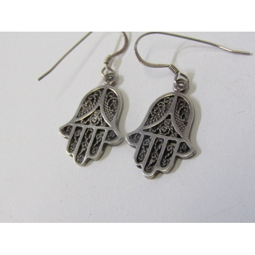 118 - VARIOUS EARRINGS, 4 pairs of earrings including a pair of gilded Art Deco flapper style earrings, a ... 