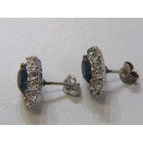 120 - EARRINGS, a pair of silver blue stone stud earrings, together with a pair of turquoise large beaded ... 