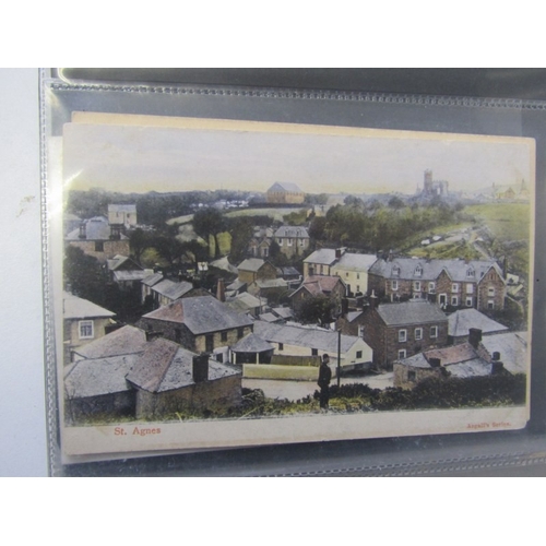 64 - VINTAGE POSTCARDS, in black ring binder album, over 130 view & postcards including various Cornwall ... 