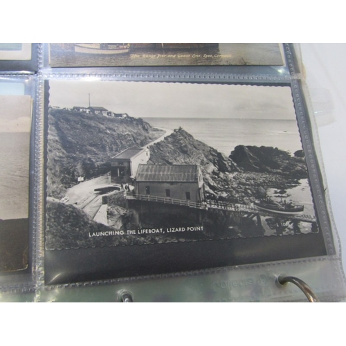 64 - VINTAGE POSTCARDS, in black ring binder album, over 130 view & postcards including various Cornwall ... 