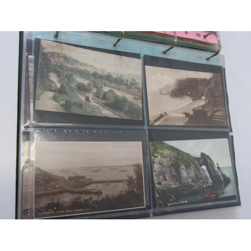 64 - VINTAGE POSTCARDS, in black ring binder album, over 130 view & postcards including various Cornwall ... 
