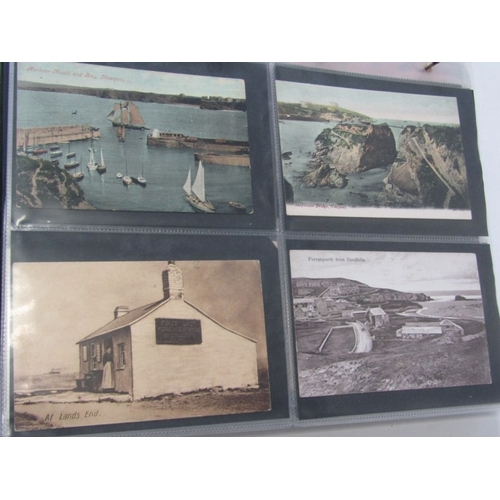 64 - VINTAGE POSTCARDS, in black ring binder album, over 130 view & postcards including various Cornwall ... 