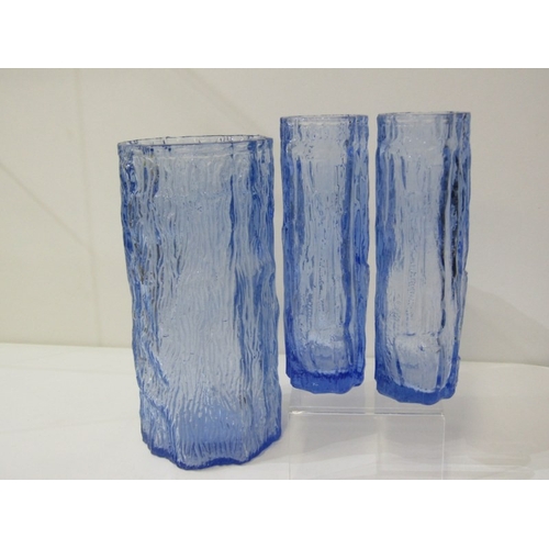 69 - WHITEFRIARS STYLE WATER SET, a set of 6 Whitefriars style bark effect glasses, 17cm height, together... 