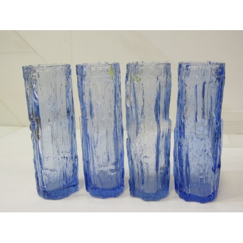 69 - WHITEFRIARS STYLE WATER SET, a set of 6 Whitefriars style bark effect glasses, 17cm height, together... 