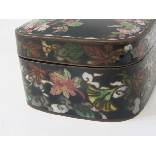 71 - CLOISONNE BOX, 19th Century Japanese cloisonne box and cover, decorated with 2 birds in a floral set... 