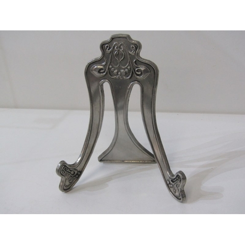 77 - STAMP-PILL BOX, a rectangular pewter lidded box with interior compartment for stamps/pills, together... 