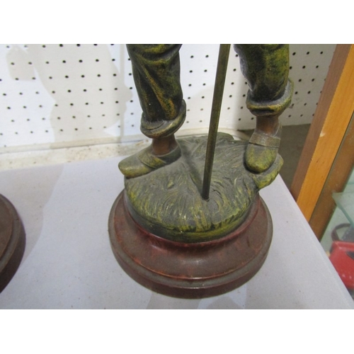 83 - SPELTER FIGURES, a pair of 19th Century French painted spelter figures, 