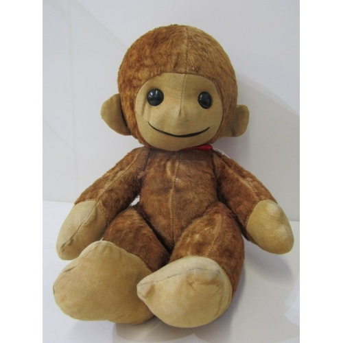 85 - RARE VINTAGE STRAW FILLED MONKEY SOFT TOY, with jointed body 42cm length