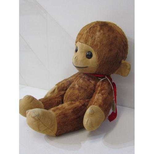 85 - RARE VINTAGE STRAW FILLED MONKEY SOFT TOY, with jointed body 42cm length