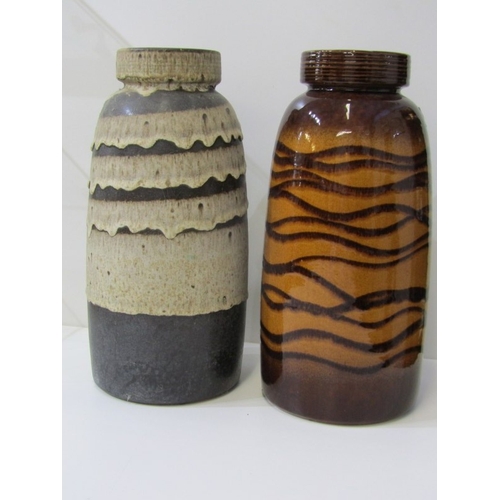 89 - GERMAN ART POTTERY VASES, 2 West German Art Pottery vases, 1 with grey glaze the other with brown gl... 