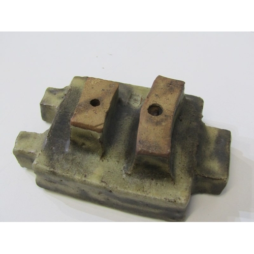 91 - STUDIO POTTERY, a studio pottery jug with light and medium brown glaze, twist handle (chip), 15cm he... 