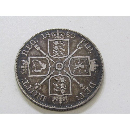 96A - 1889 & 1850 Victoria silver crown, 1842 Victoria silver 3 halfpence together with a small collection... 