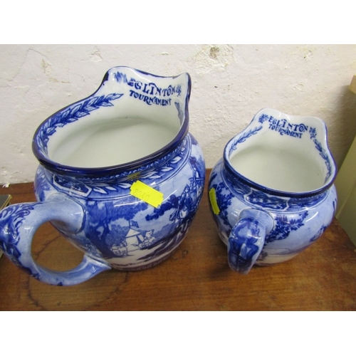 48 - WENFORD BRIDGE POTTERY CANDLESTICK BY SETH CARDEW and 2 Royal Doulton 'Eglinton Tournament' blue and... 