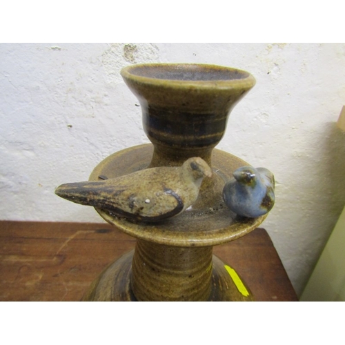 48 - WENFORD BRIDGE POTTERY CANDLESTICK BY SETH CARDEW and 2 Royal Doulton 'Eglinton Tournament' blue and... 