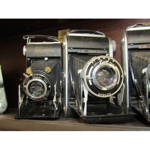 10 - PHOTOGRAPHY, ENSIGN vintage cameras; Ensign Ranger special folding camera, 4 Ensign Selfix 820 foldi... 