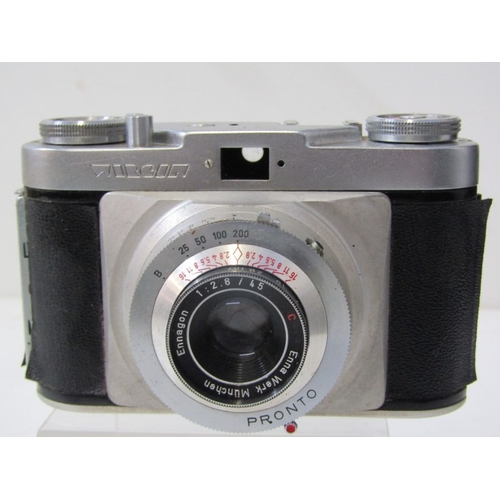 20 - PHOTOGRAPHY - vintage cameras; Samoca LE II camera, USSR Kiev camera, EMI K camera, 2 x Canon Canone... 