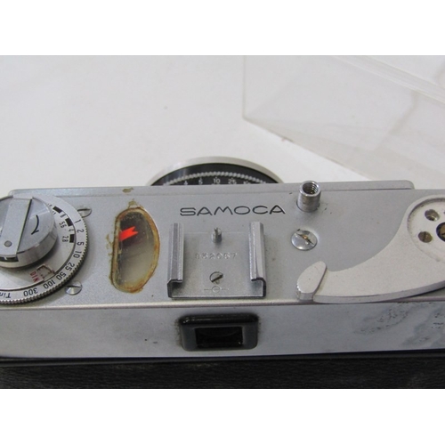 20 - PHOTOGRAPHY - vintage cameras; Samoca LE II camera, USSR Kiev camera, EMI K camera, 2 x Canon Canone... 