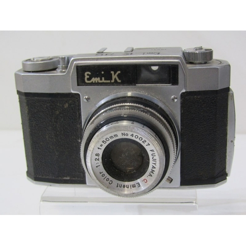 20 - PHOTOGRAPHY - vintage cameras; Samoca LE II camera, USSR Kiev camera, EMI K camera, 2 x Canon Canone... 