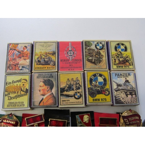 32 - GERMAN PROPAGANDA MATCHBOXES; 10 assorted German propaganda matchboxes, together with a collection o... 