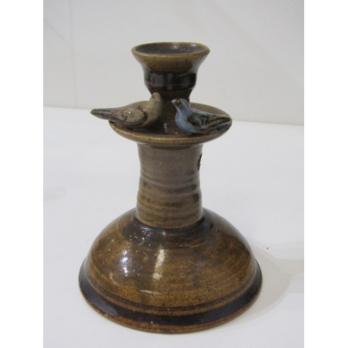 48 - WENFORD BRIDGE POTTERY CANDLESTICK BY SETH CARDEW and 2 Royal Doulton 'Eglinton Tournament' blue and... 