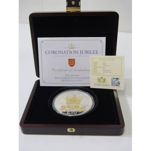 15 - 2013 Jersey Elizabeth II Silver Proof with gold-plated appointments 5 ounce 10 Pounds, commemorating... 