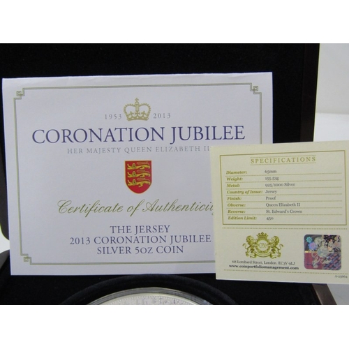 15 - 2013 Jersey Elizabeth II Silver Proof with gold-plated appointments 5 ounce 10 Pounds, commemorating... 