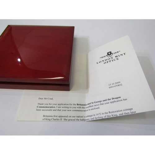 17 - WITHDRAWN - WITHDRAWN    2009 Gold-plated silver Britannia St George & the Dragon coin.  Capsuled in... 