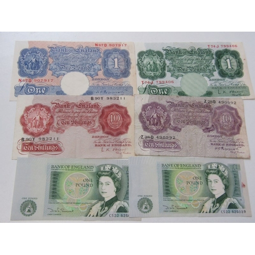 Banknotes: Peppiatt 1 Pound, blue variety with metal thread, N67D ...