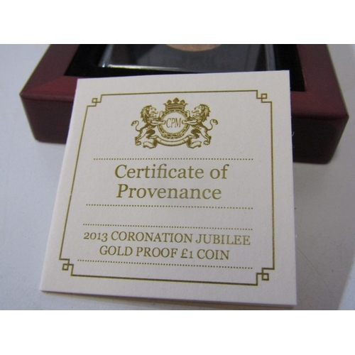 2 - 2013 Jersey Gold Proof 1 Pound, Coronation Jubilee.  Obv: Queen Elizabeth II; Rev: St Edwards Crown ... 