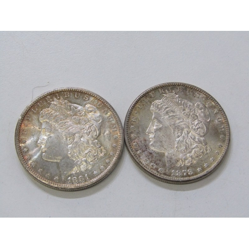 22 - 1878-S/1881-S USA Morgan Silver Dollars, San Francisco Mint, both in high grade with fine toning. 26... 