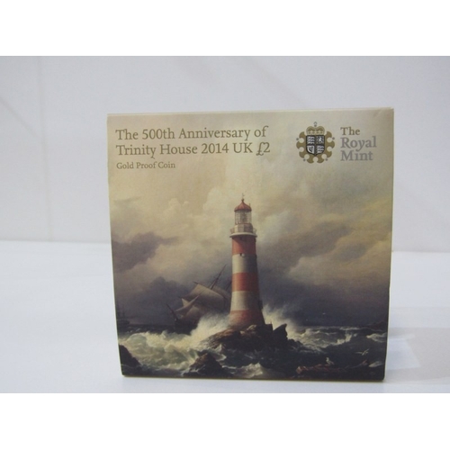 3 - 2014 Elizabeth II Gold Proof 2 Pounds, 500th Anniversary of Trinity House.  Obv: Queen Elizabeth II;... 