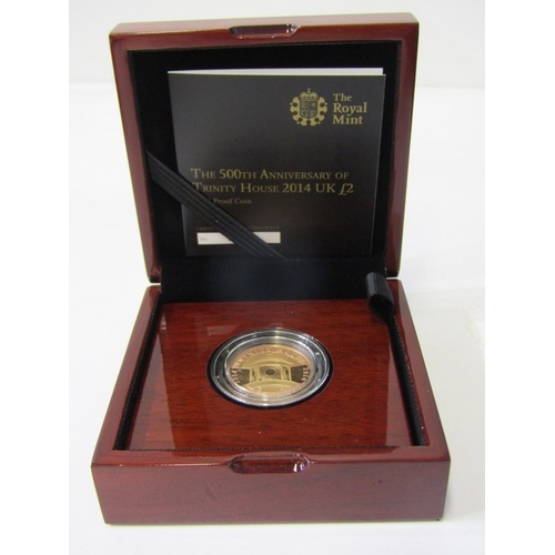 3 - 2014 Elizabeth II Gold Proof 2 Pounds, 500th Anniversary of Trinity House.  Obv: Queen Elizabeth II;... 