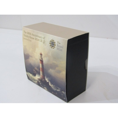 3 - 2014 Elizabeth II Gold Proof 2 Pounds, 500th Anniversary of Trinity House.  Obv: Queen Elizabeth II;... 