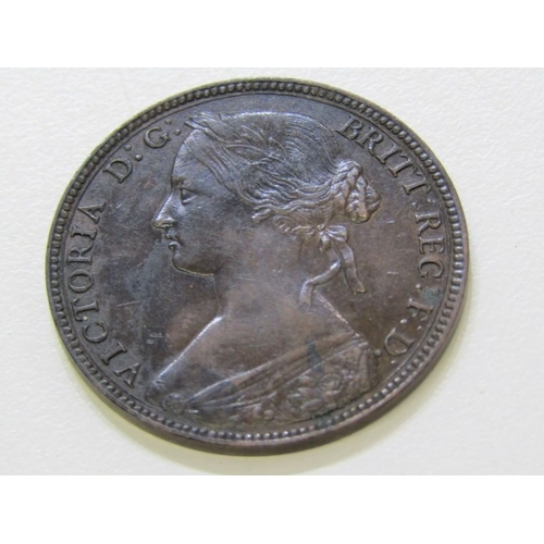 34 - 1860 Victoria ‘Bun Head’ Bronze Penny, toothed border & thin linear circles.  In high grade with lov... 