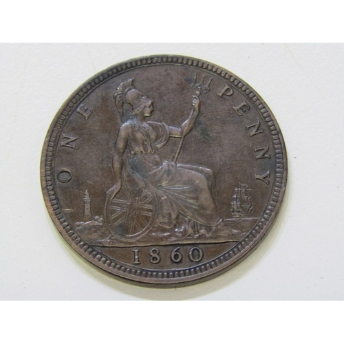 34 - 1860 Victoria ‘Bun Head’ Bronze Penny, toothed border & thin linear circles.  In high grade with lov... 