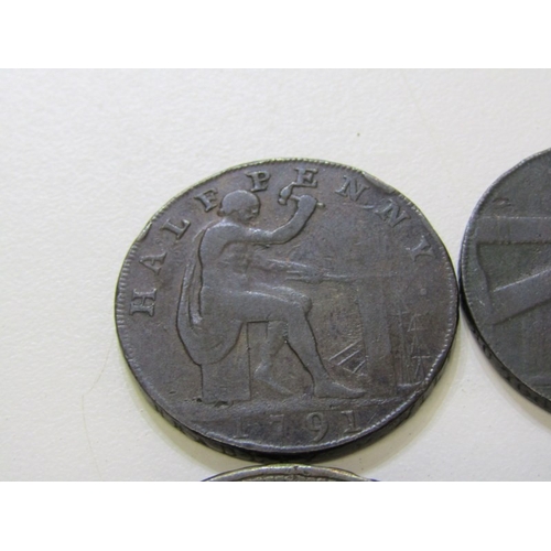 35 - Foundry Copper Tokens x 4: 1813 Welsh Penny x 2, view of Flint lead works, smoking away in full prod... 