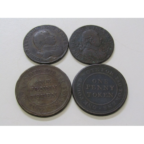 35 - Foundry Copper Tokens x 4: 1813 Welsh Penny x 2, view of Flint lead works, smoking away in full prod... 